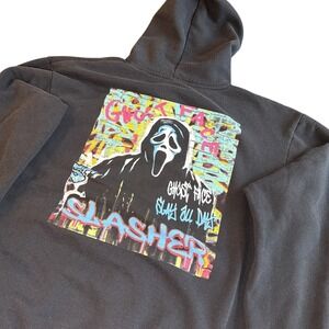 Ghostface Slasher Hoodie Men L Scream Halloween Horror Movie Graffiti Graphic